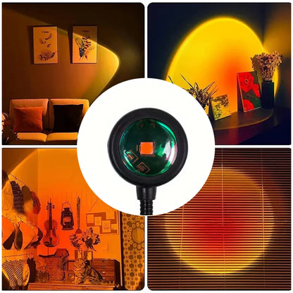 Sunset Projection Lamp – Rotating USB LED Ambient Light For Bedroom & Home Decor